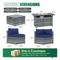 thumbnail image 3 of LazySunsets 8 Piece Patio Furniture Set with 44” Fire Pit Table Wicker Rattan Patio Conversation Set Outdoor Sectional Sofa Set with Coffee Table and Blue Cushions(Waterproof Cover Included), 3 of 9