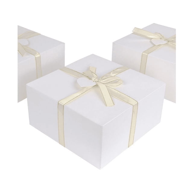 OurWarm 10 Uds Cajas de Regalo de Navidad Kraft con tapas 8x8x4 pulgadas Cajas de propuesta de dama de honor de cartón blanco para recuerdos de boda
