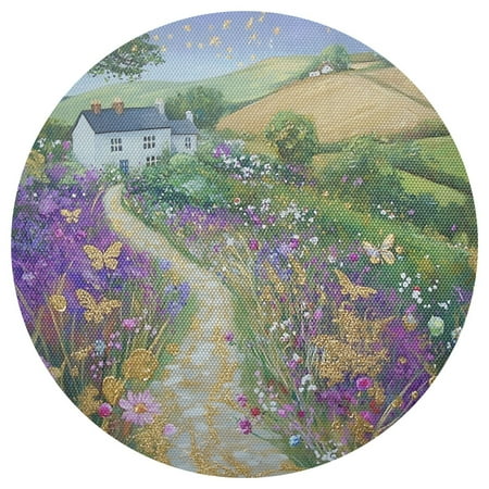 

Village Scene 4-Piece 15.4in Heat-Proof PVC Plate Mats Easy Cut and Clean for Family Use
