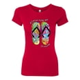thumbnail image 2 of If I Can't Wear My Flip Flops I'm Not Going Colorful Sandals Streetwear Womens Slim Fit Junior Tee, Red, 2XL, 2 of 3