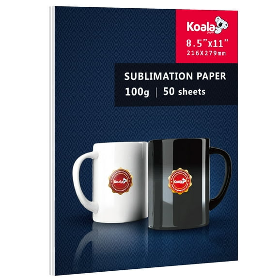 Koala Sublimation Paper 8.5x11 100gsm for Inkjet Printer Sublimation Heat Transfer DIY Cotton Poly T-shirts, Mug, Tumblers 50 Sheets