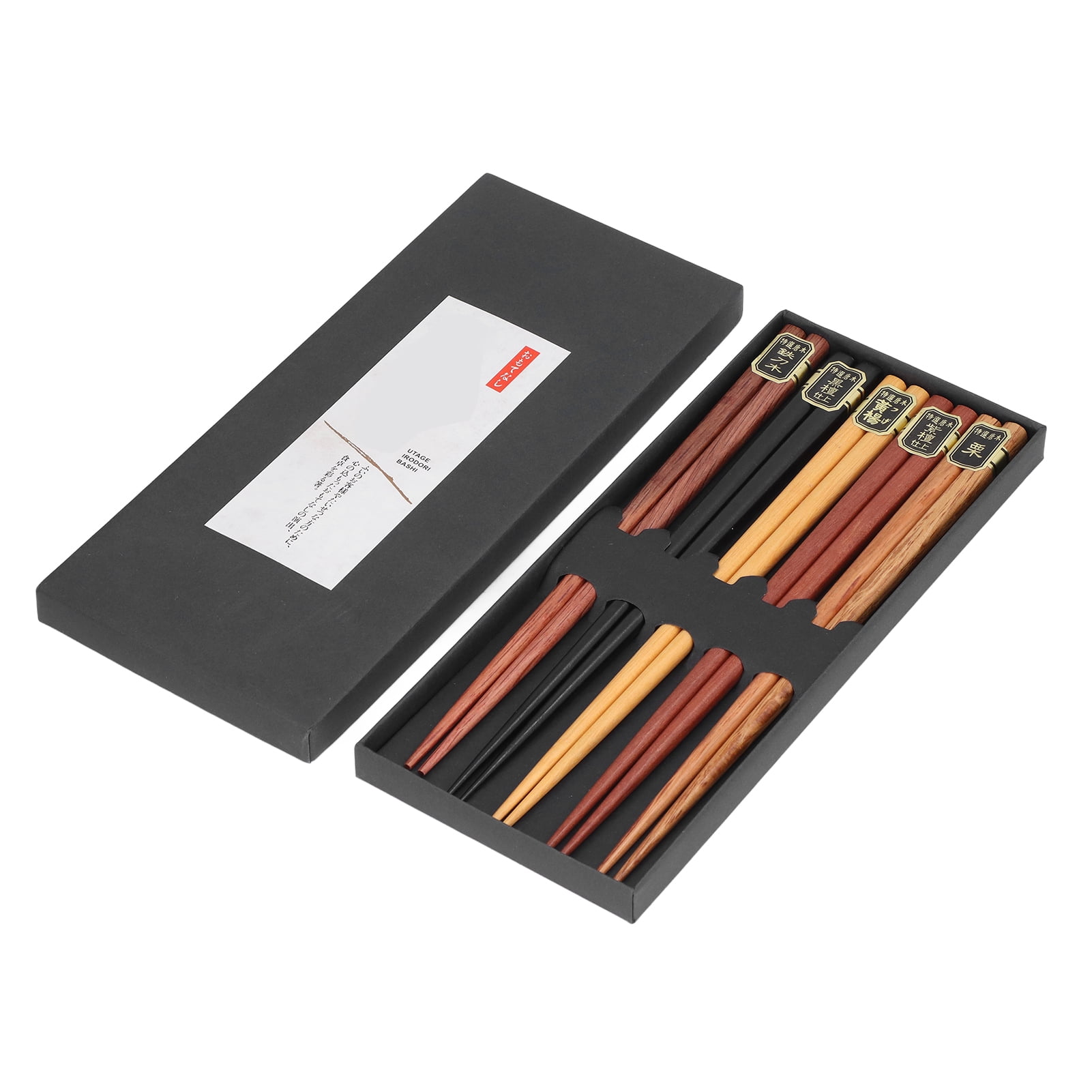 Chopsticks Reusable, 5 Different Colors Recyclable Natural Wood