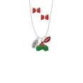thumbnail image 2 of Delight Jewelry Silvertone Giggle Oval Christmas Kiss Charm Necklace and Stud Earrings, 2 of 4