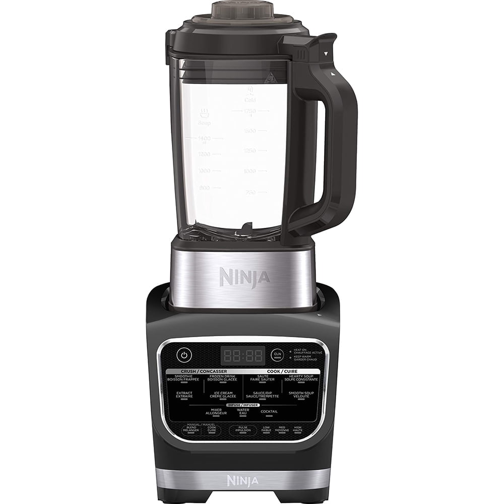 Ninja Foody Cold & Hot Cook Hot Soups, Sauces and Dips Blender with 1400 Peak Watts to Crush Frozen Drinks & Smoothies Nonstick Glass Pitcher (HB152), 64 oz, Black