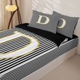 thumbnail image 3 of Homewish Initial D Letter Zipper Full Size Comforter Sets with Fitted Sheet and 2 Pillowcases for Kids, Abstract Lines Zipper Bedding Set, Black Reversible, 4-Piece, 3 of 6