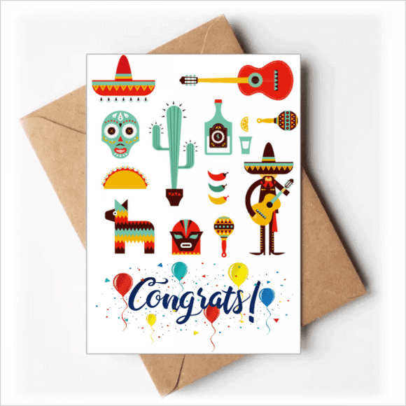 Sombrero Guitar Chili Mexico Elment Wedding Cards Congratulations Greeting Envelopes