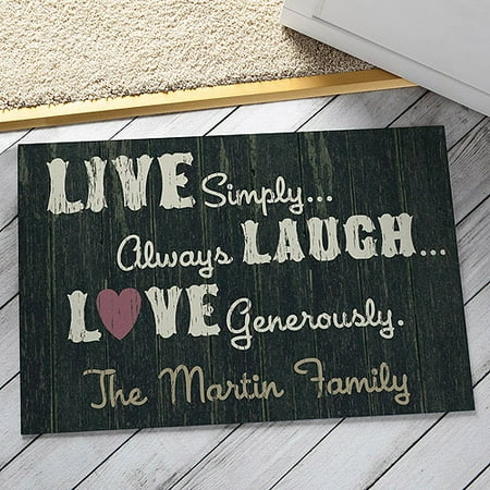 Personalized Live Laugh Love Doormat, Black