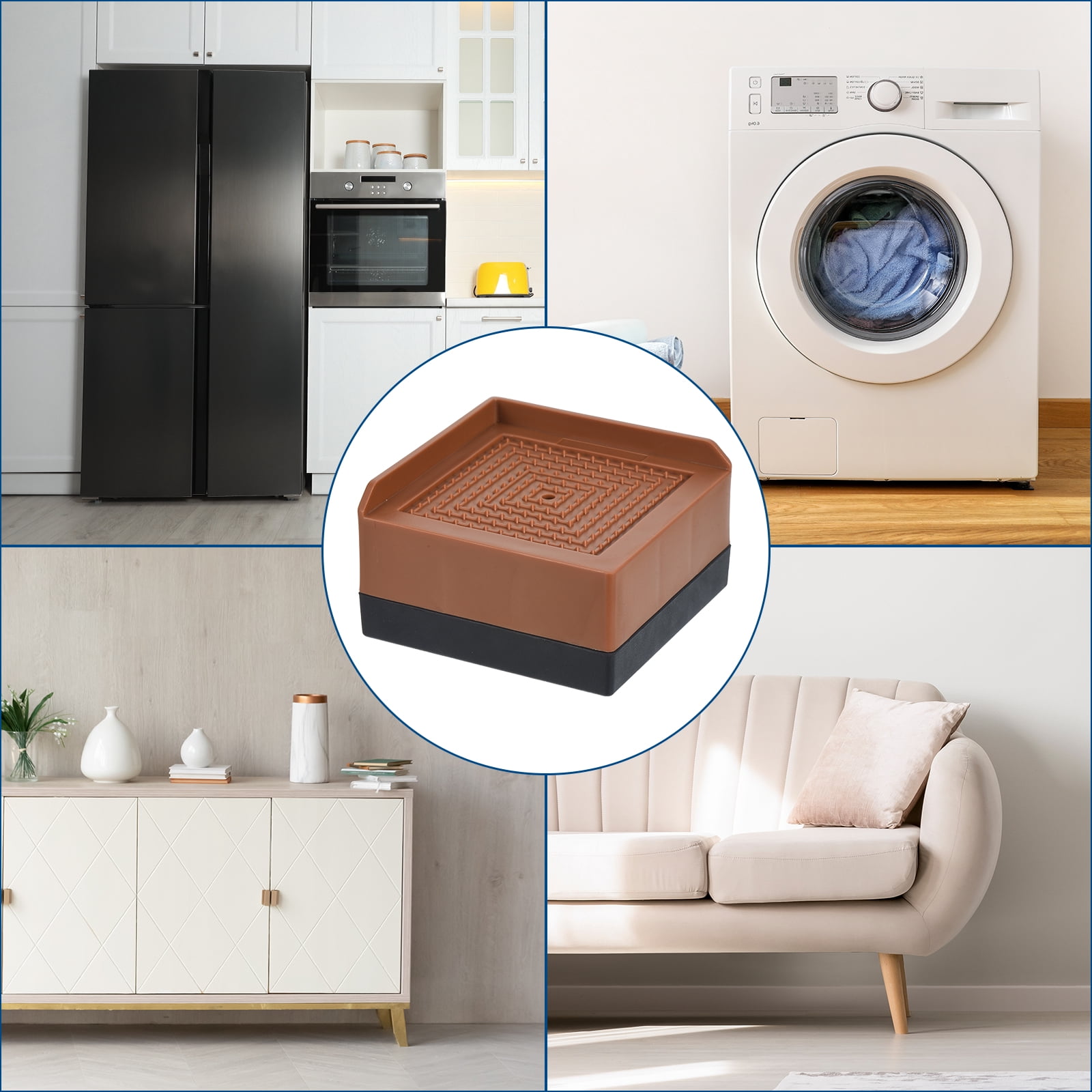 Unique Bargains Furniture Risers Bed Square Bed Risers Adjustable Couch Lifter Block Brown 3" x 3" x 1.5"