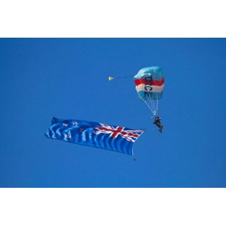RNZAF Sky Diving New Zealand flag Warbirds over Wanaka South Island New Zealand Canvas Art - David Wall DanitaDelimont (26 x 18)