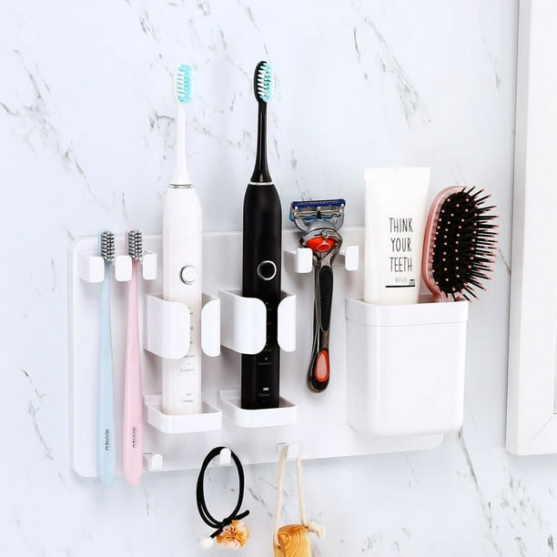 Soporte para cepillo de dientes para ducha: Organizador de cepillos de dientes montado en la pared, soporte colgante autoadhesivo para afeitadora de pasta de dientes de baño de lufa y cepillo de dientes eléctrico BRI Rojo Verde