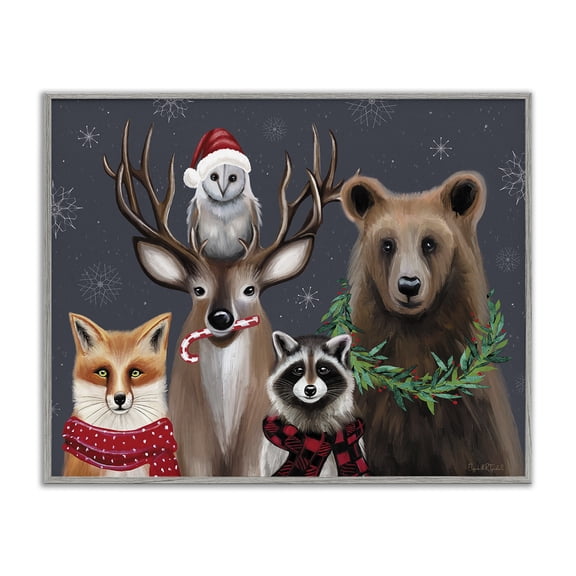 Stupell Industries Rustic Lodge Winter Woodland Animals Gray Framed Giclee Art, 14 x 11, by Elizabeth Tyndall