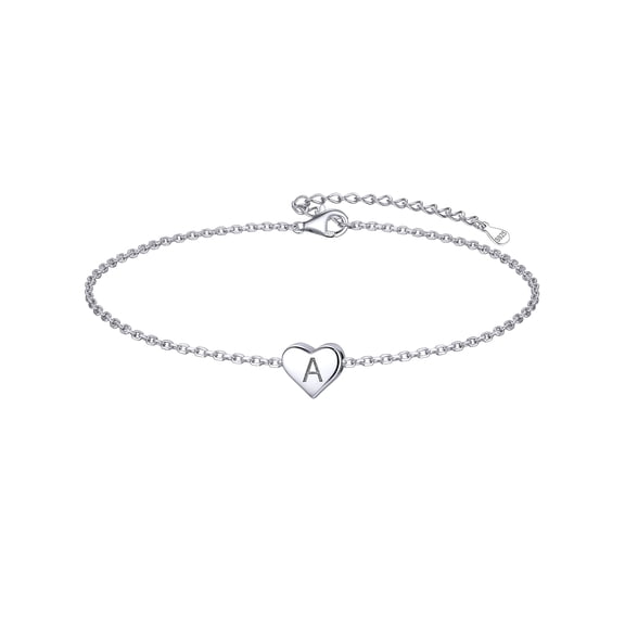 ChicSilver 925 Sterling Silver Dainty Charm Initial Link Bracelet for Women Letter A-Z Jewelry Personalized Valentine's Day Birthday Wedding Gift for Women