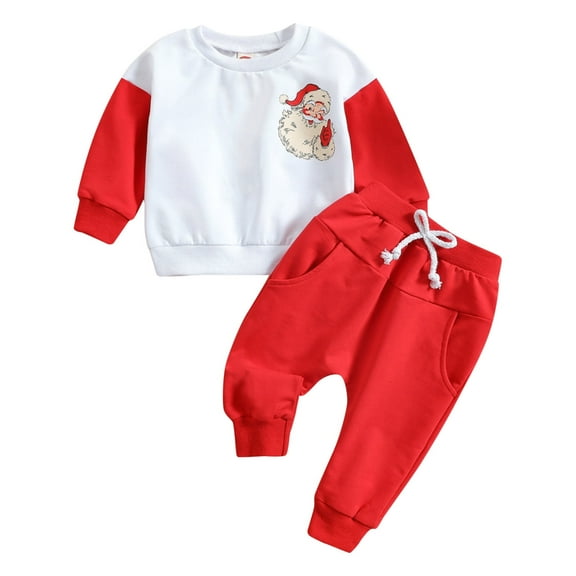 Toddler Christmas Sweatsuit Outfits Kids Boy Girl Xamas Tree Sweatshirt Long Sleeve Pullover Tops Jogger Pants