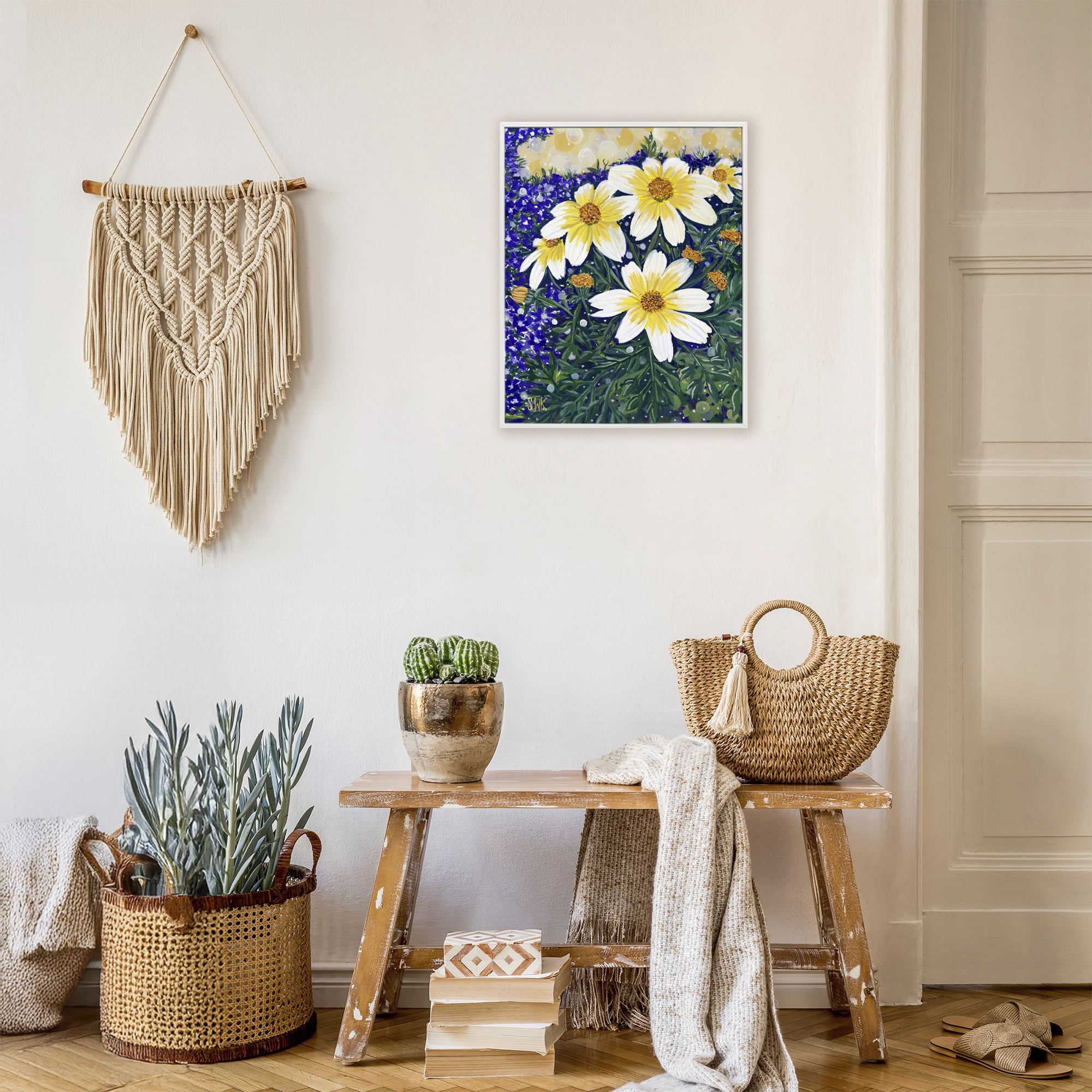 Stupell Industries Summer Garden Cosmos White Framed Giclee Art, design by Sarah Waldron Kimball
