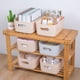 thumbnail image 2 of Cesta de almacenamiento de plástico con asas, pequeña caja de almacenamiento ligera, organizador para baño, cocina, guardería, cosméticos, cajones, estantes, 2 of 5