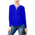 thumbnail image 1 of I.N.C Blouse en Tricot à Lacets pour Femmes, Bleu, Grand, 1 of 1