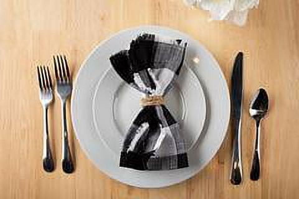 Mainstays Buffalo Plaid Woven Cotton Napkin, 4 Piece, Black and White
