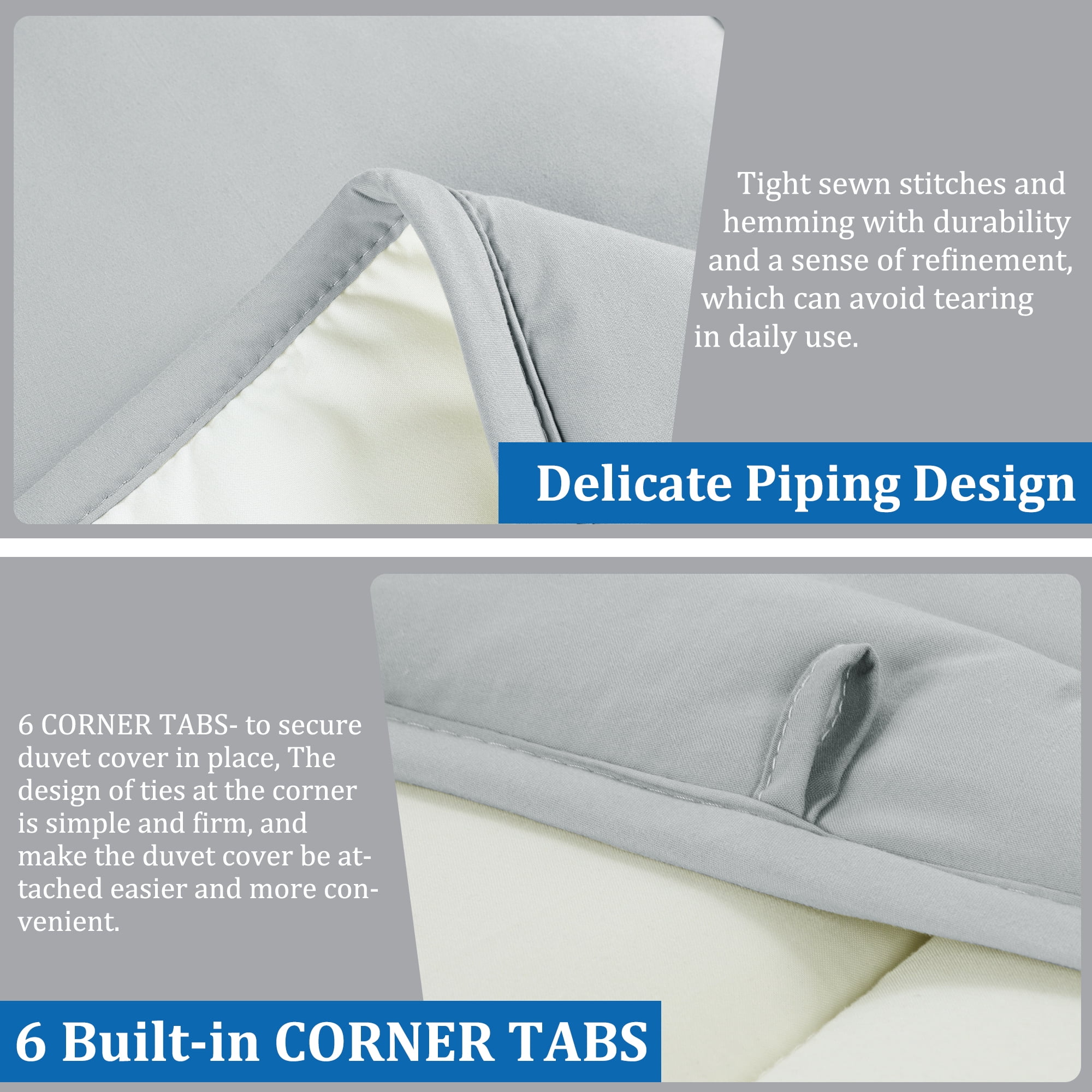 Unique Bargains Quilt Lightweight Down Comforter Light Gray/White King