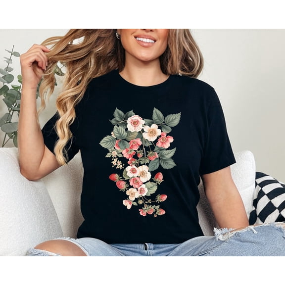 Velto Strawberry Shirt, Vintage Strawberry Shirt, Vegan Shirt, Farm Fruits Shirt, Vintage Women Shirt, Botanical Shirt,Gardening Shirt,Floral Tee All Size S-5XL