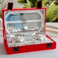 thumbnail image 5 of Silver Plated Set Of 2 Designer Bowl 2 Spoon 1 Tray Comes With Gift Pack - 200ml Each, Silver, Service For 2 | Dry Fruits Gift Item Decorative Tableware, Diwali Gift Set, 5 of 5