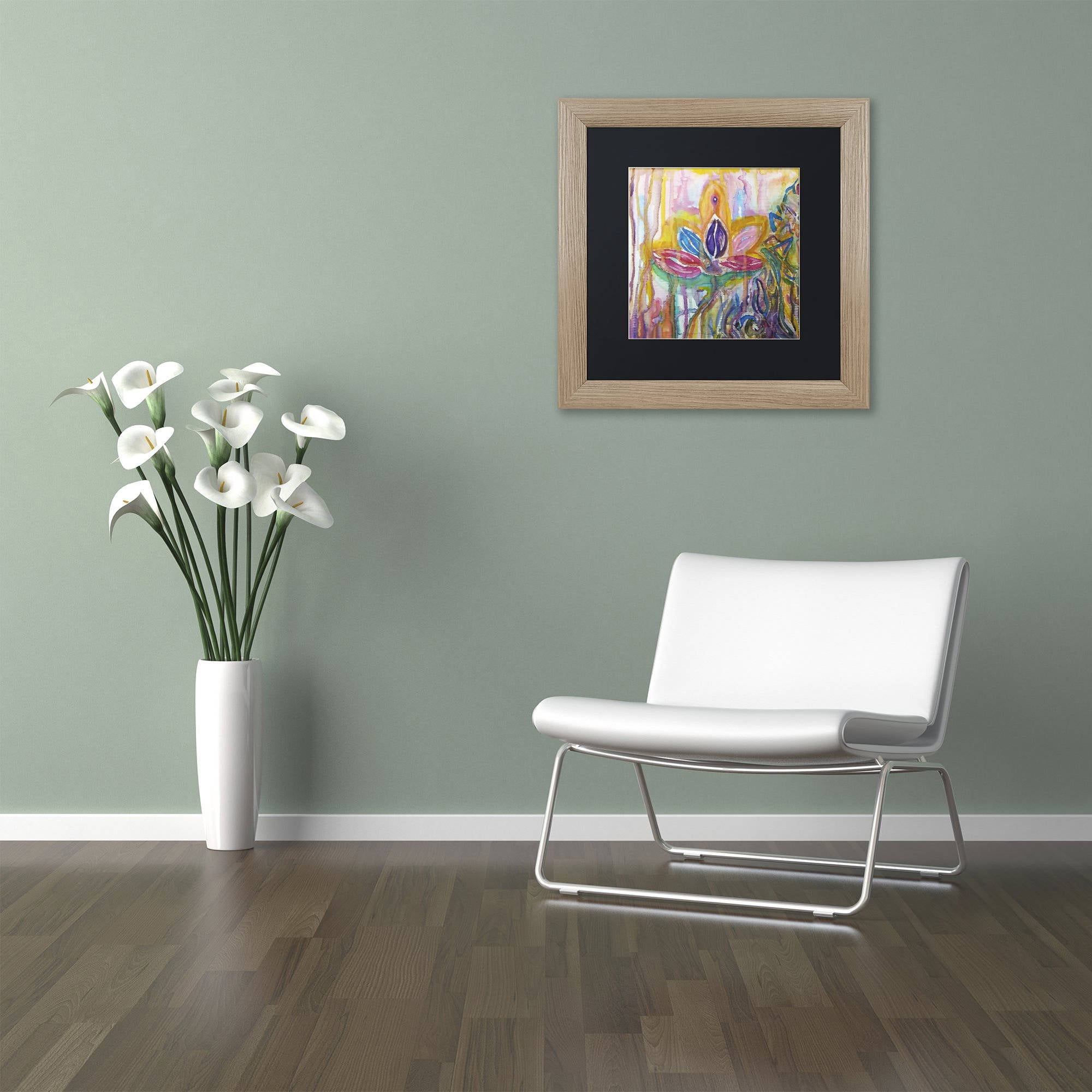 Trademark Fine Art "Lotus" Canvas Art by Lauren Moss Black Matte, Birch Frame