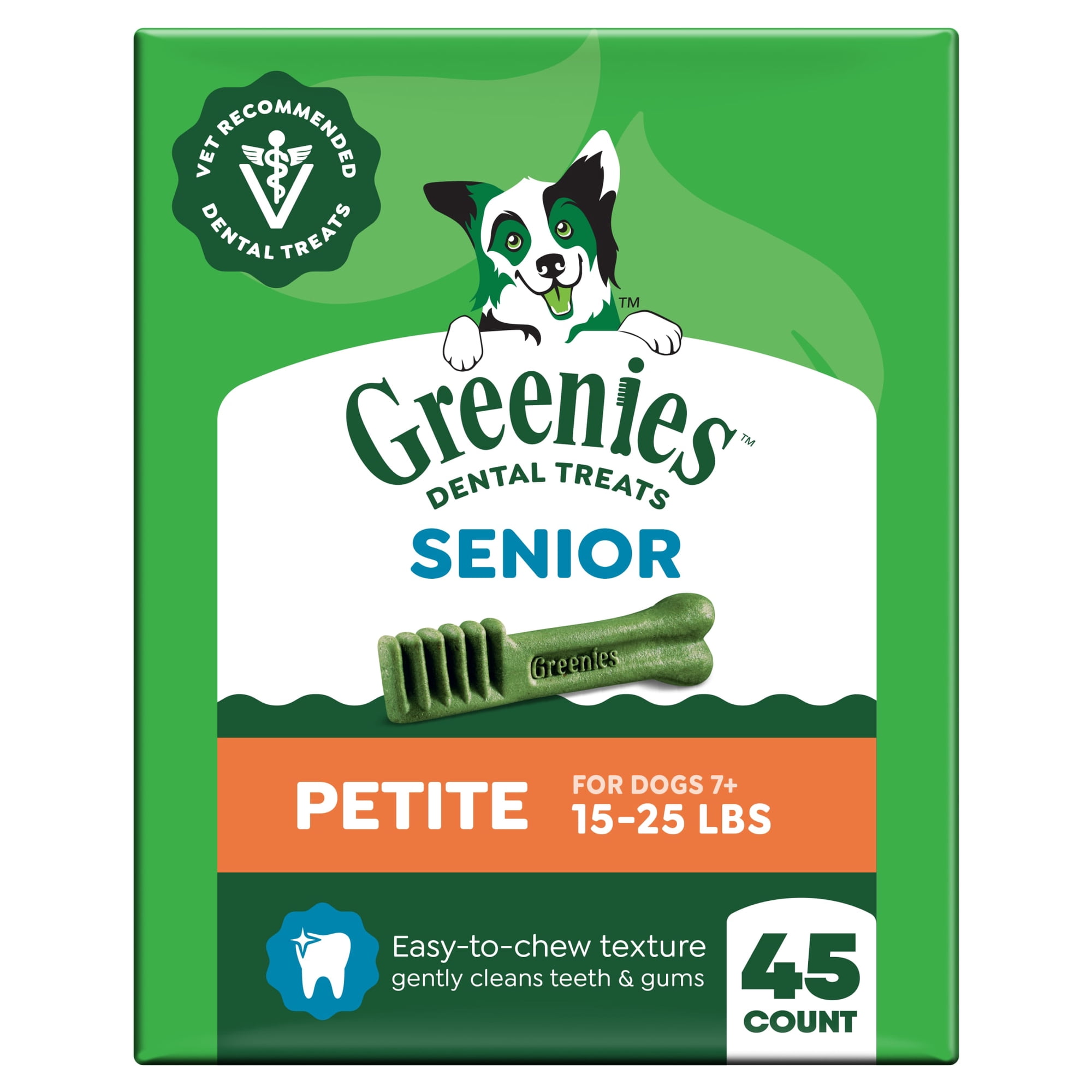 Greenies Aging Care Adult Natural Dental Dog Treats Petite Size, 27 oz Pack (45 Count)