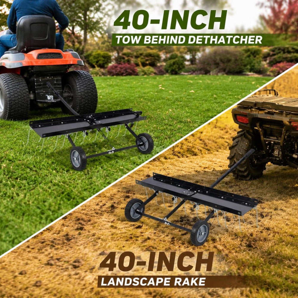 Lawn Sweeper, 40 Inch Tow Behind Dethatcher Landscape Rake, Riding ...