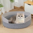 thumbnail image 2 of Moocorvic Handwoven Cotton Rope Cat Bed Breathable Round Pet Nest for Summer, Machine Washable Cooling Mat with Non-Slip Base, 2 of 7