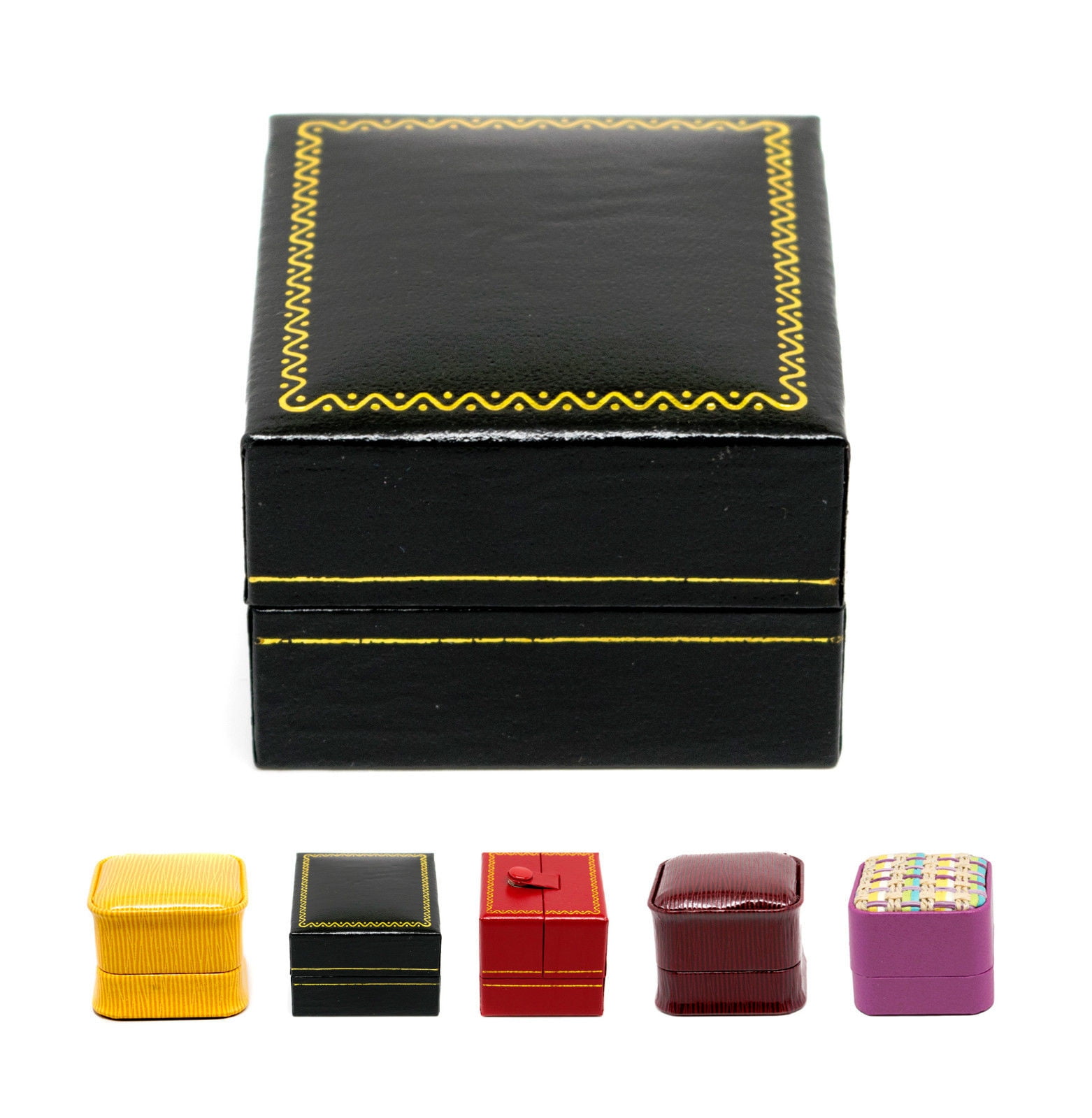 Novel Box Jewelry Earring Boxes in Leather and Suede Assorted Models