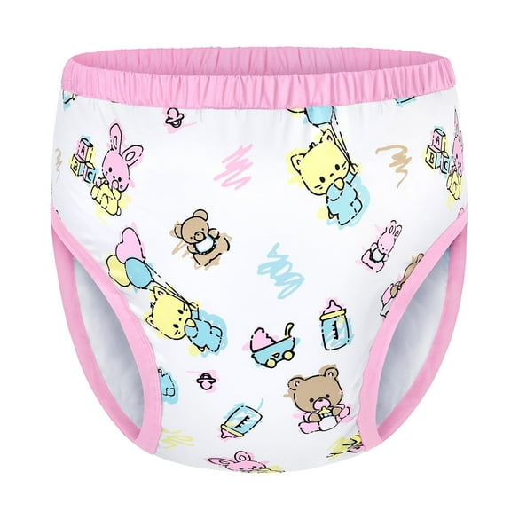 LittleForBig Soft Silky Underwear Comfortable Washable Reusable Waterproof Adult Training Pants - Full Print Baby Cuties S