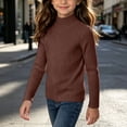 thumbnail image 6 of BRGZLK Girls Mock Neck Sweater Tops Fall Winter Sweet Cute Solid Color Ribbed Knit Long Sleeve Stretch Fit Inner Layer Tees for Outings, Kids Clothes Coffee 6-10 Years, 6 of 7