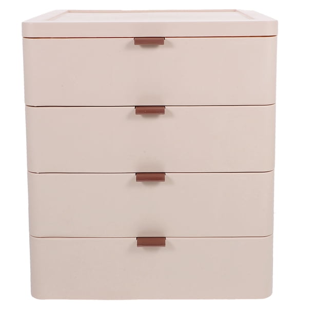 BRIGHTFUFU Organizador De Maquillaje Apilable Rosa Con Cajones De Plástico Para Escritorio Y