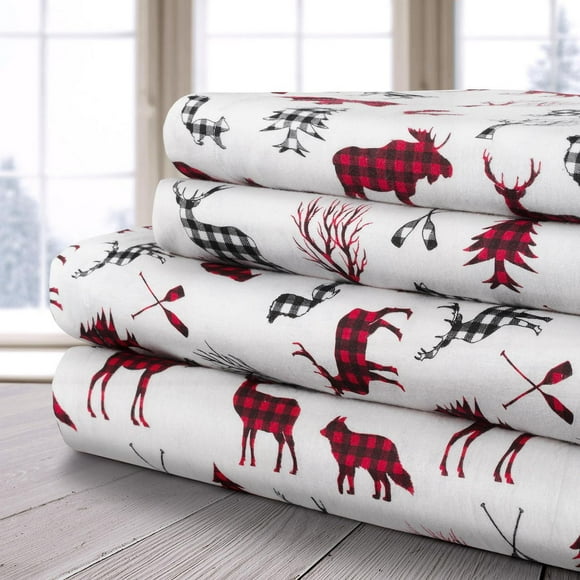 Safdie & Co. Flannel Sheet Set 4PC King Wildlife