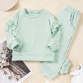 thumbnail image 5 of NOLDARES Baby Girl Clothes Toddler Girl Outfit Crewneck Sweatshirt Long Sleeve Shirt Pants Winter Clothing Set(Mint Green,4-5 Y), 5 of 6