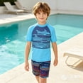 thumbnail image 2 of HAYIMI Boys Beach O-Neck Short Sleeve T-Shirts With Shorts With Graphic Print Summer Outfit Sets For Boys Casual Stylish Clothes Sets, 2 of 7