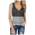 thumbnail image 2 of DPTALR Womens Casual Loose Color Matching Button V-neck SleevelessTops Blouses Vests, 2 of 6