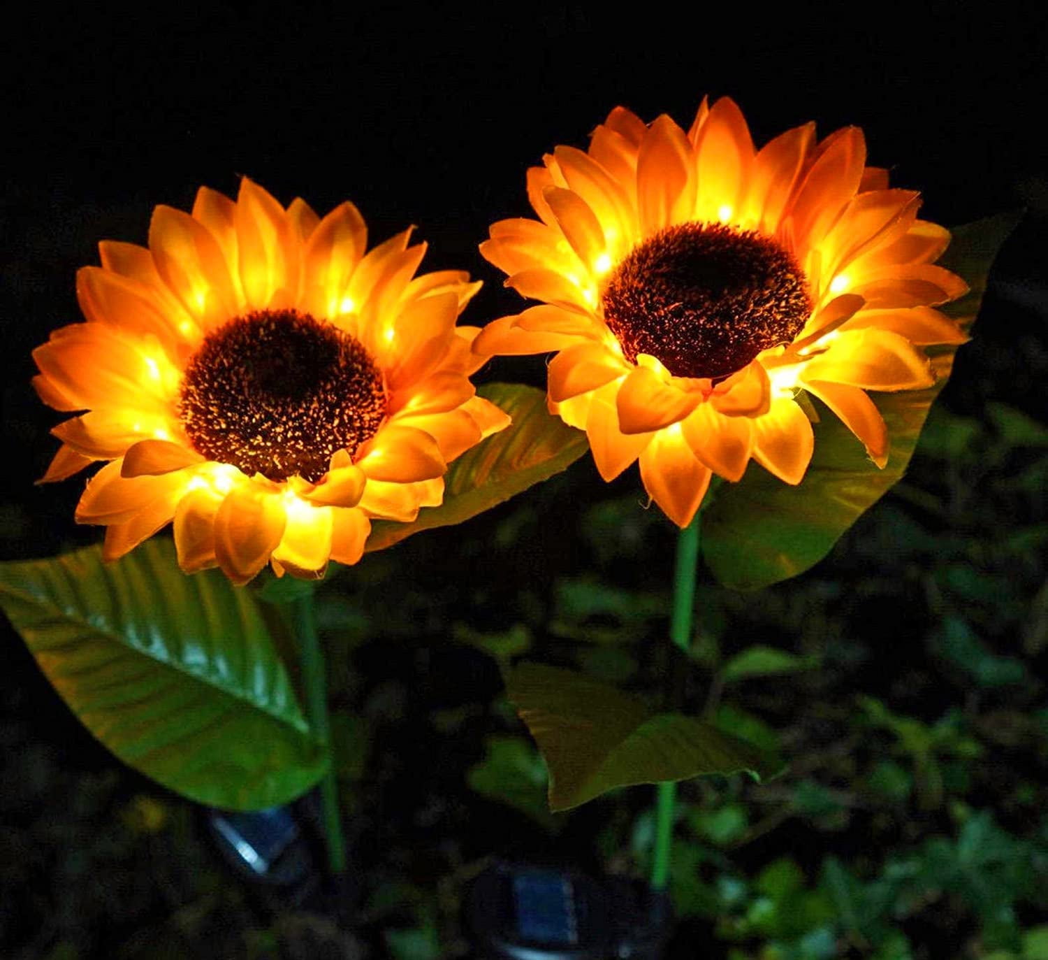 2 Pack Outdoor Garden Solar Powered Sunflowers Lights Lamp Lawn Patio Decor 