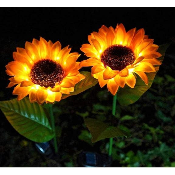 QiShi Solar Sunflower Lights,Solar Lights Outdoor Garden,LED Solar Powered for Garden Patio Lawn Yard Porch Walkway Decoration(2 Pack)