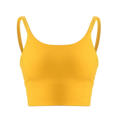 

gvdentm Bra Sports Bra for Women Criss-Cross Back Padded Strappy Sports Bras Medium Support Yoga Bra with Removable Cups Yellow L