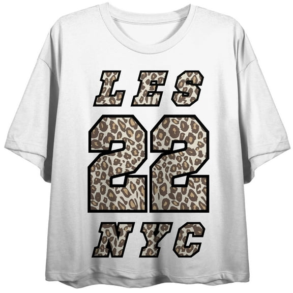 Les 22 NYC Women's White Crew Neck Short Sleeve Crop Top-Medium