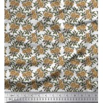 Soimoi Cotton Voile Fabric Leaves & Floral Block Print Fabric by The Yard 42 Inch Wide