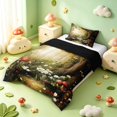 thumbnail image 2 of Homewish Woodland Mushroom Twin Comforter Sets,Daisy Floral Plants Bedding Set,Green Brown,Black Reversible,2-Piece,1 Comforter and 1 Pillowcase, 2 of 7