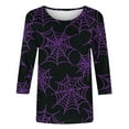 thumbnail image 5 of Kilaqueen 3/4 Sleeve Tops for Women Dressy Casual Halloween Thanksgiving Pumpkin Maple Leaf Tee Shirts Fall Holiday Tunic Blouses Halloween Costumes, 5 of 7