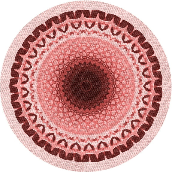 Ahgly Company Machine Washable Indoor Round Transitional Grapefruit Red Area Rugs, 4' Round