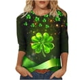 thumbnail image 2 of YUNAFFT St. Patrick's Day Graphic Print Soft Stretch Relaxed Fit Round Neck 3/4 Sleeve T-Shirt for Women, 2 of 5