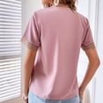 thumbnail image 4 of Blusa de verano Ticfox camisa de mujer manga corta con cuello en V, 4 of 6
