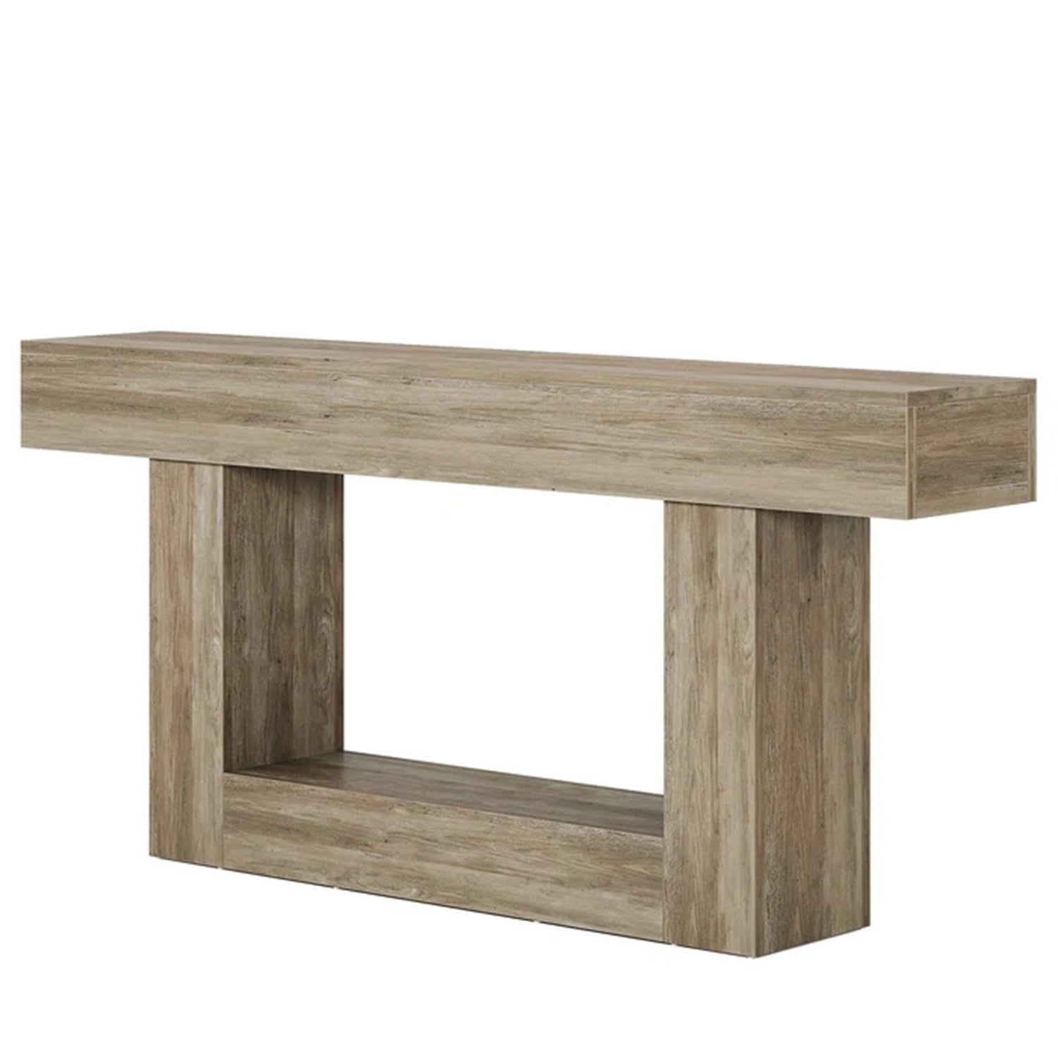 Demi Bonn 63" Wood Console Table, Farmhouse 2-Tier Sofa Table Entryway Table, Foyer Display Table, Gray