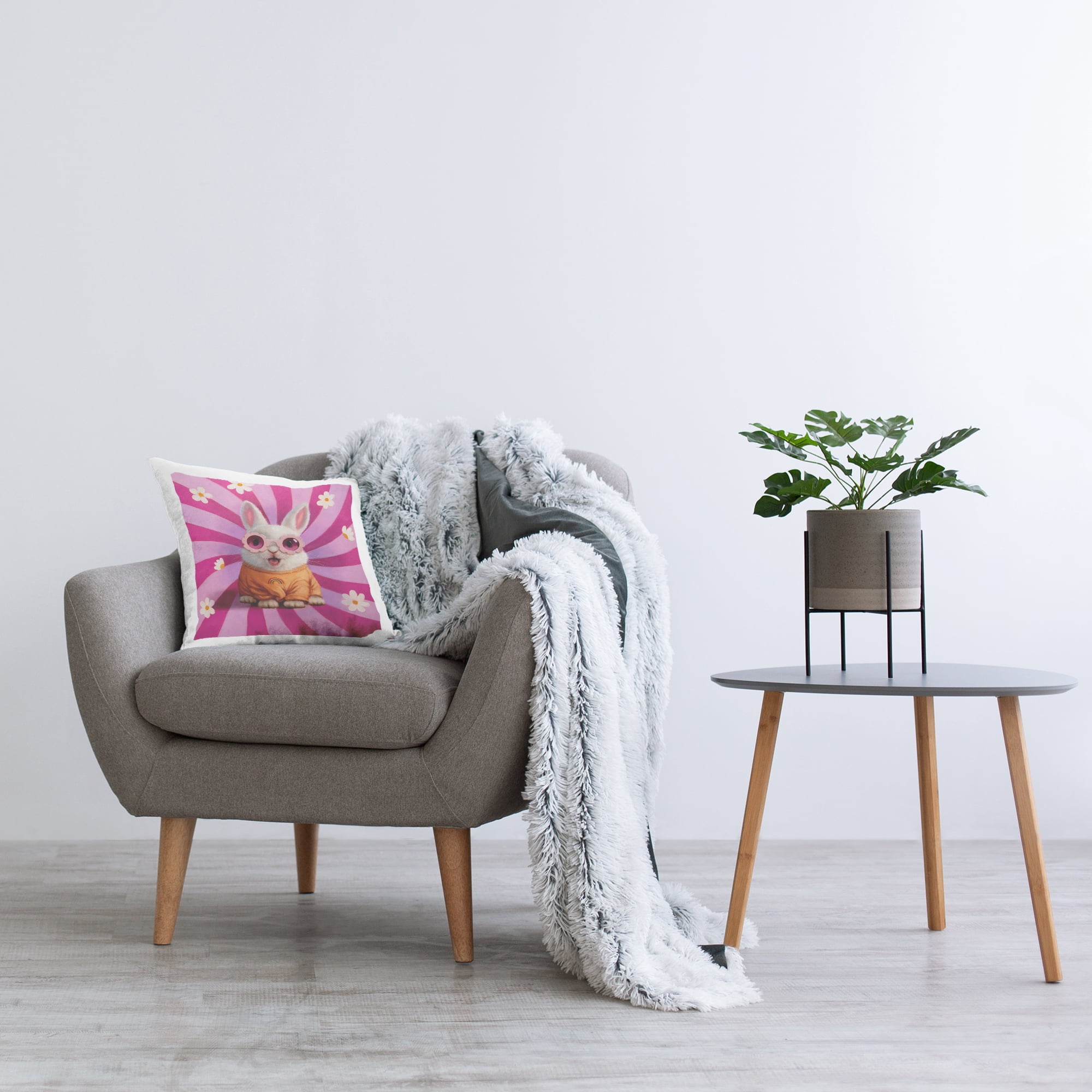 Stupell Industries Good Vibes Only Rabbit Decorative Printed Throw Pillow, design by Lucia Heffernan, 18 x 7 x 18