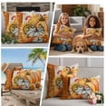thumbnail image 5 of Burnt Orange Pumpkins Fall Outdoor Waterproof Pillow Covers, Thanksgiving Botanical Wooden Retro Decorative Square Throw Pillowcase Sofa Cushion Sham for Patio/Couch/Chair, 18"x18" 2 Pack, 5 of 8