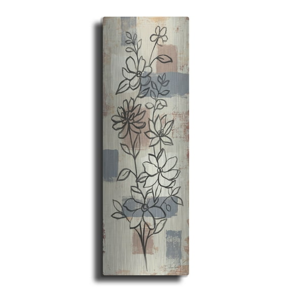 Luxe Metal Art 'Scandinavian Floral 2' by Silvia Vassileva Metal Wall Art, 12" x 36"